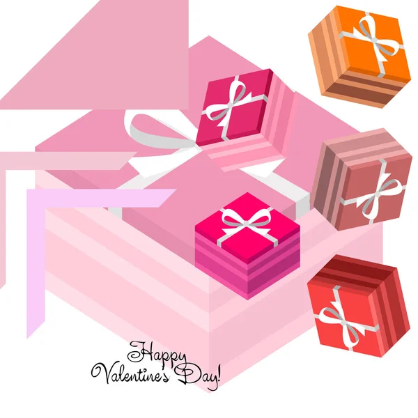 Día San Valentín Regalo Tarjeta Felicitación Vector Fondo — Vector de stock