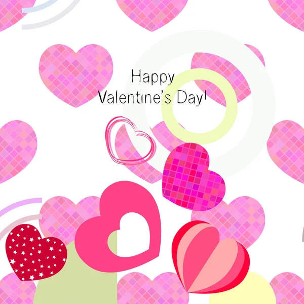 Valentine Day Heart Greeting Card Vector Background — Stock Vector