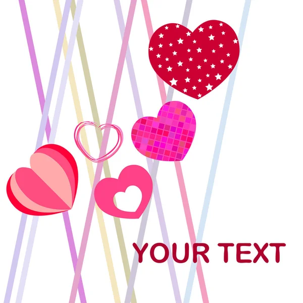 Valentine Day Heart Greeting Card Vector Background — Stock Vector