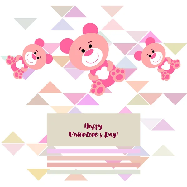 Valentine Day Teddy Bear Congratulation Vector Background — Stock Vector