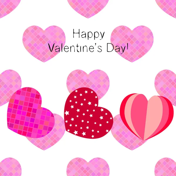 Día San Valentín Corazón Tarjeta Felicitación Vector Fondo — Vector de stock