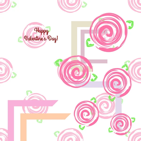 San Valentín Rosa Flor Tarjeta Felicitación Vector Fondo — Archivo Imágenes Vectoriales