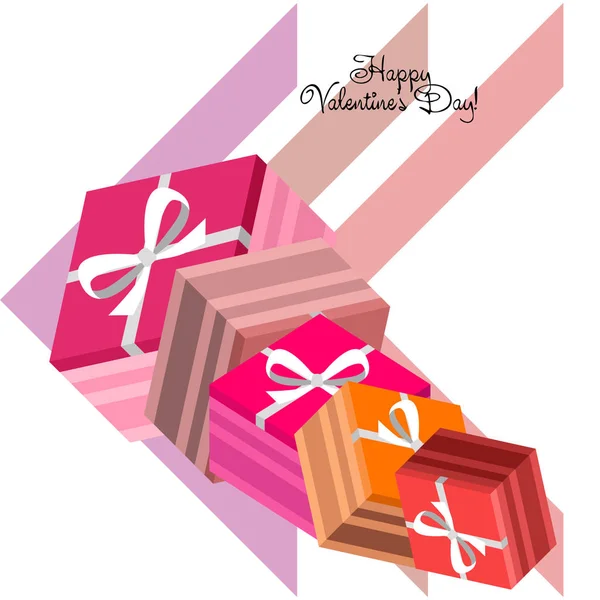 Día San Valentín Regalo Tarjeta Felicitación Vector Fondo — Vector de stock