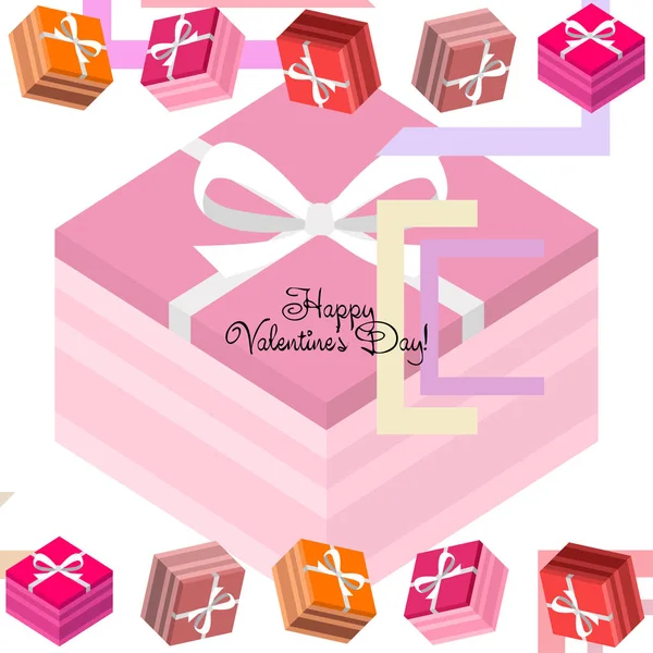 Valentine Day Gift Greeting Card Vector Background — Stock Vector