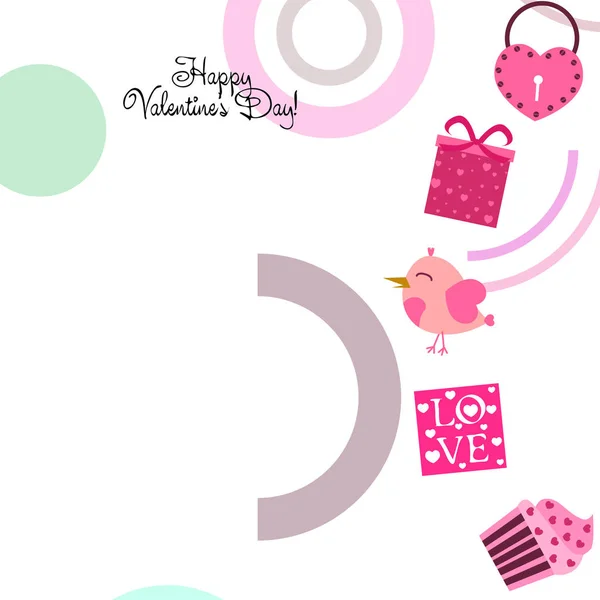 Conjunto Elementos Celebración Para Día San Valentín Ilustración Vectorial Plana — Vector de stock