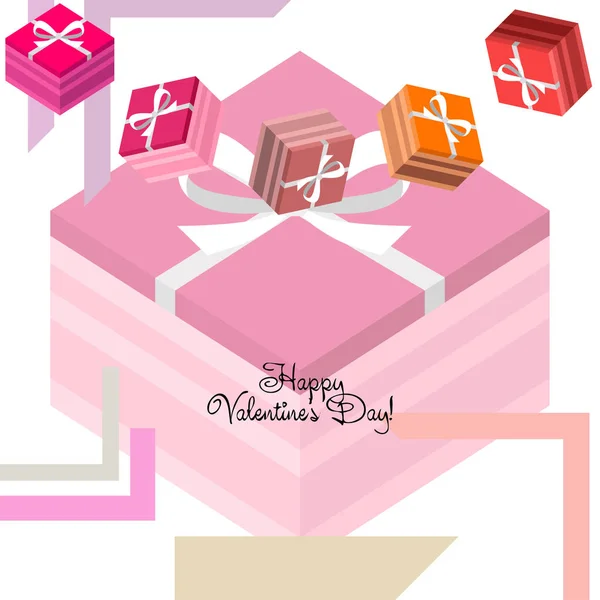 Valentine Day Gift Greeting Card Vector Background — Stock Vector