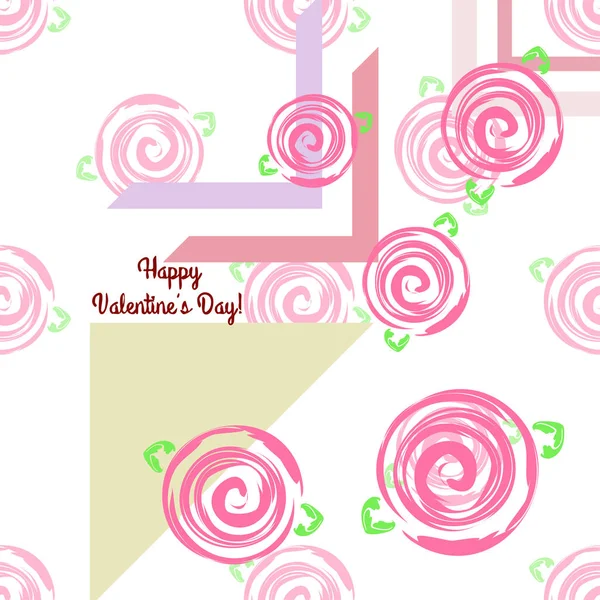 Valentine Day Rose Flower Greeting Card Vector Background — Stock Vector