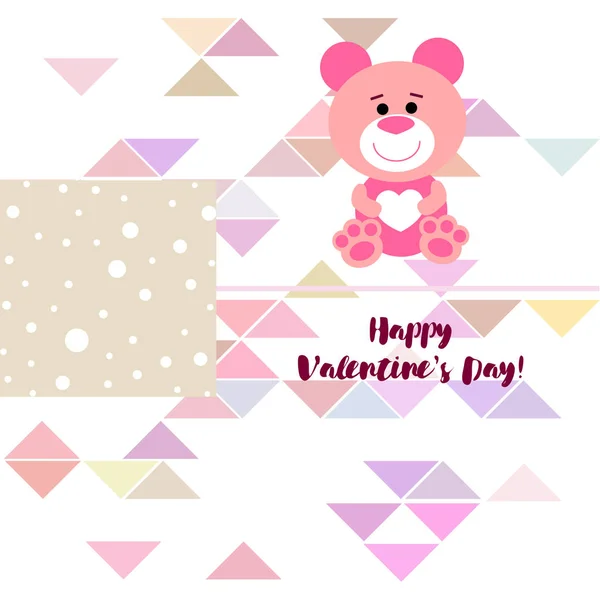 День Святого Валентина Плюшевый Мишка Поздравления Векторный Фон — стоковый вектор