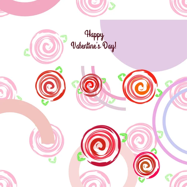 Valentine Day Rose Flower Greeting Card Vector Background — Stock Vector