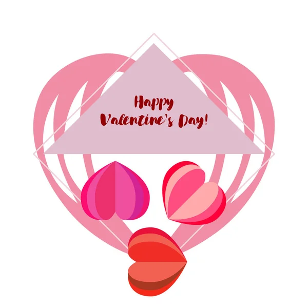 Día San Valentín Corazón Tarjeta Felicitación Vector Fondo — Vector de stock