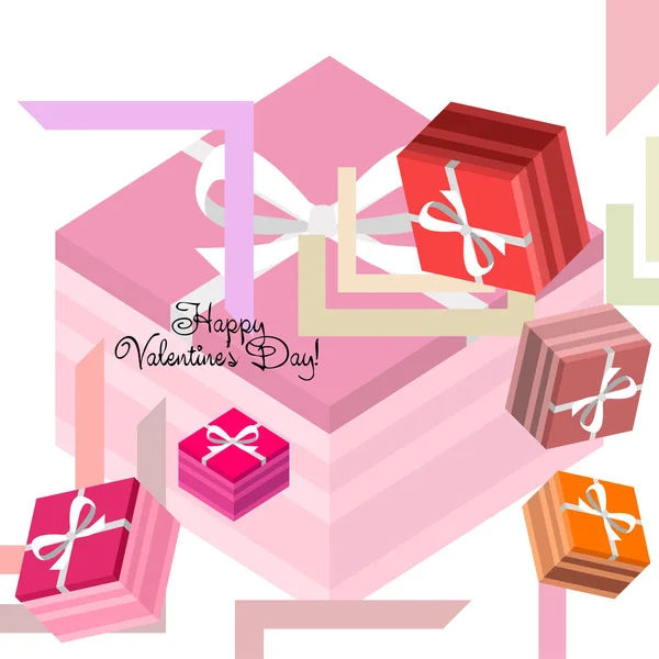 Valentine Day Geschenk Wenskaart Vector Achtergrond — Stockvector