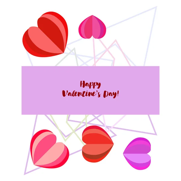 Día San Valentín Corazón Tarjeta Felicitación Vector Fondo — Vector de stock