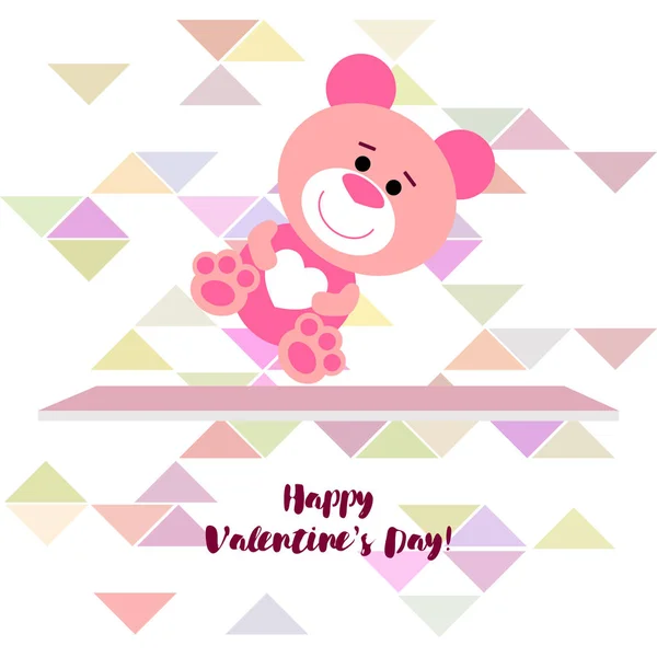 Día San Valentín Osito Peluche Felicitación Vector Fondo — Vector de stock