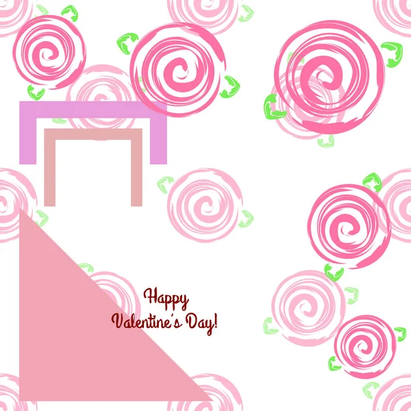 San Valentín Rosa Flor Tarjeta Felicitación Vector Fondo — Archivo Imágenes Vectoriales