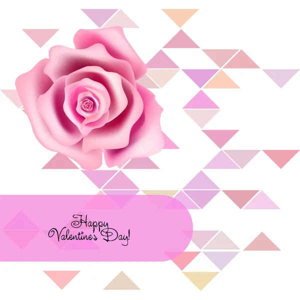 Dia Dos Namorados Rosa Flor Cartão Saudação Fundo Vetorial — Vetor de Stock
