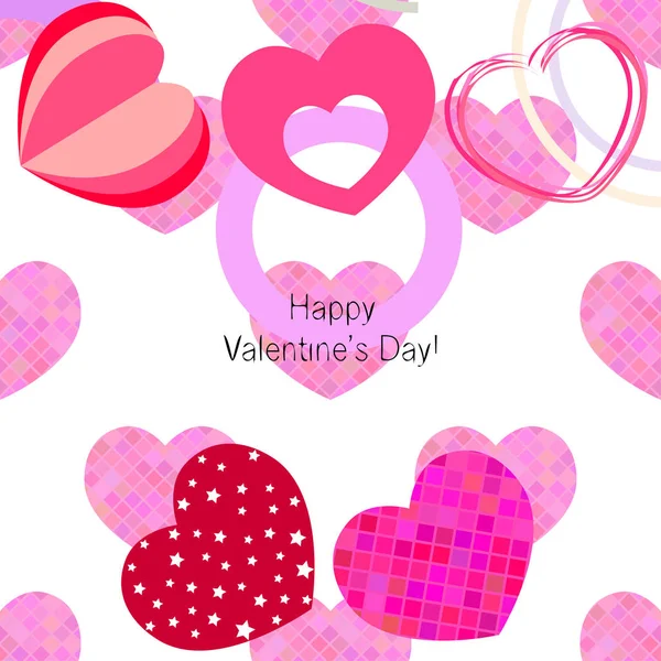 Día San Valentín Corazón Tarjeta Felicitación Vector Fondo — Vector de stock