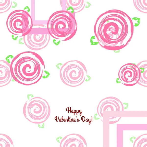 День Святого Валентина Троянди Вітальних Листівок Векторні Фону — стоковий вектор