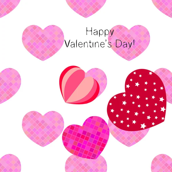 Valentine Day Heart Greeting Card Vector Background — Stock Vector