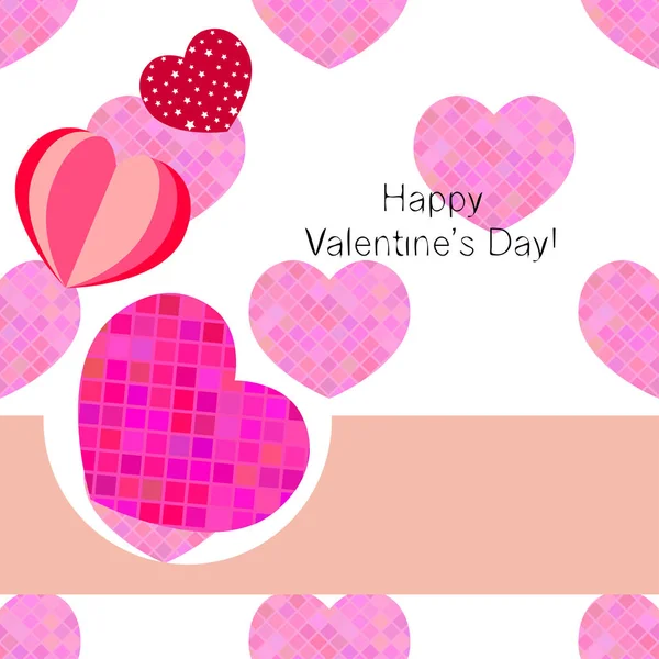 День Святого Валентина Серце Вітальних Листівок Векторні Фону — стоковий вектор