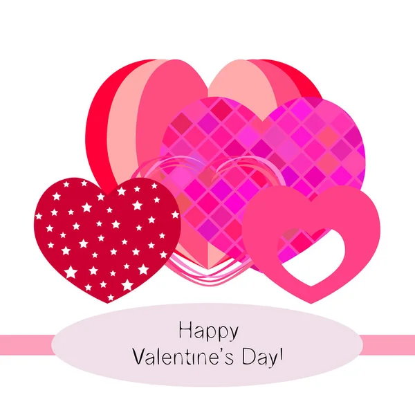 Día San Valentín Corazón Tarjeta Felicitación Vector Fondo — Archivo Imágenes Vectoriales