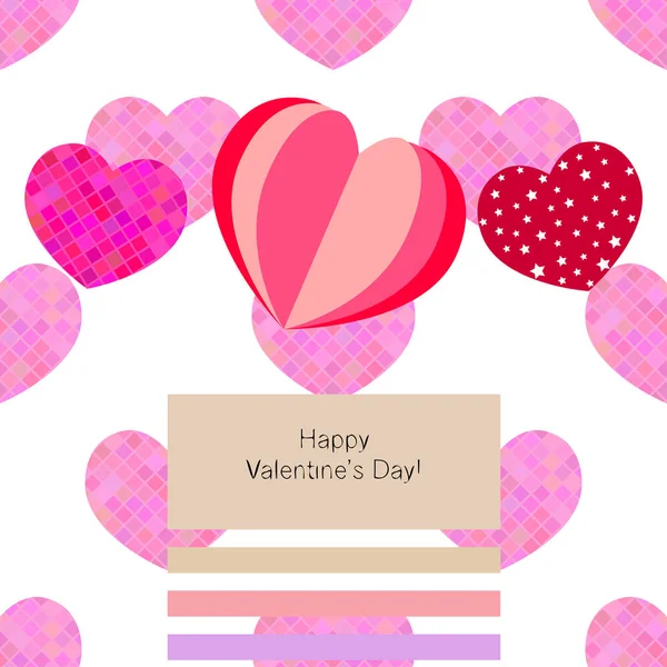 День Святого Валентина Серце Вітальних Листівок Векторні Фону — стоковий вектор