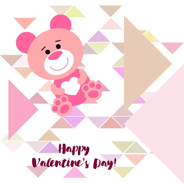 День Святого Валентина Плюшевий Ведмідь Поздоровлення Векторні Фону — стоковий вектор