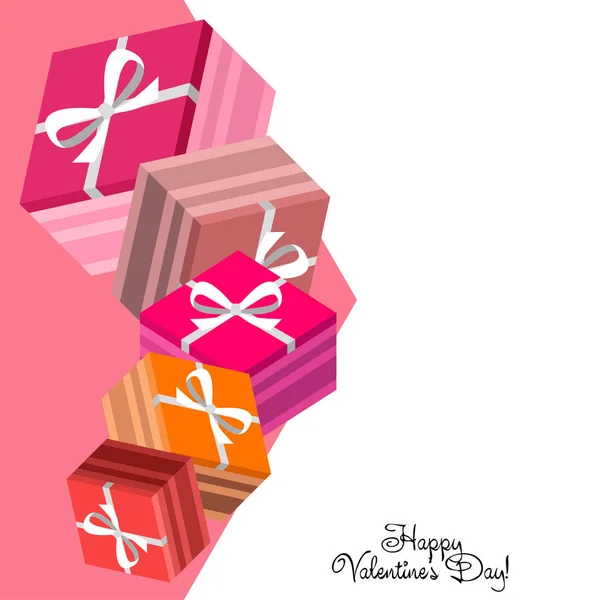 Día San Valentín Regalo Tarjeta Felicitación Vector Fondo — Archivo Imágenes Vectoriales