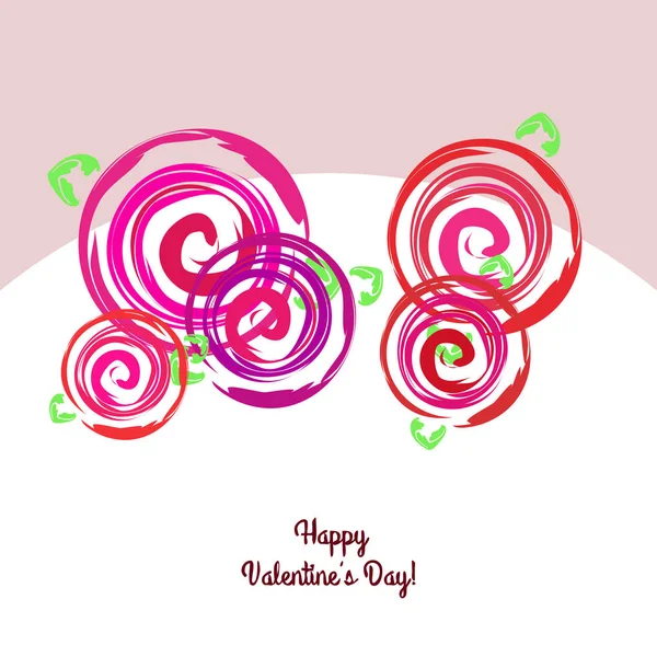 San Valentín Rosa Flor Tarjeta Felicitación Vector Fondo — Vector de stock