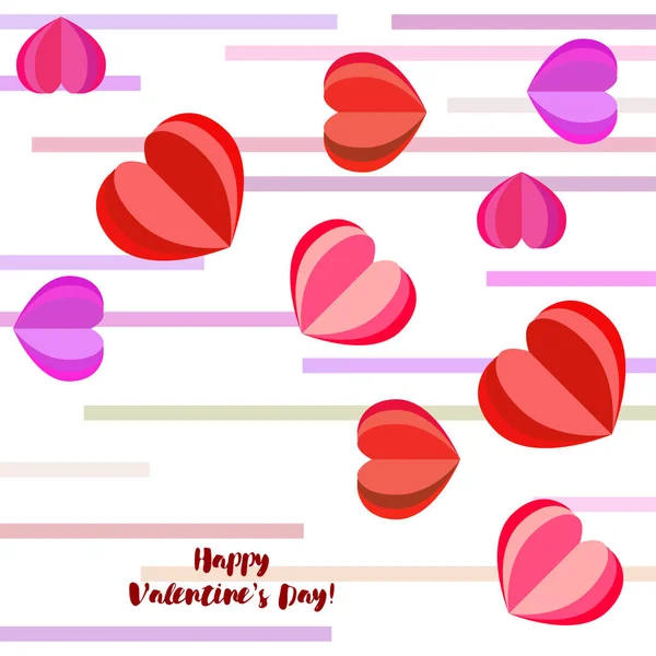 Valentine Day Heart Greeting Card Vector Background — Stock Vector