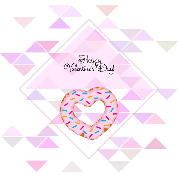 Valentine Day Heart Donut Greeting Card Vector Background — Stock Vector