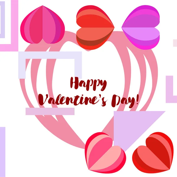 Valentine Day Heart Greeting Card Vector Background — Stock Vector