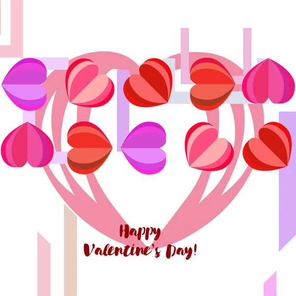 Día San Valentín Corazón Tarjeta Felicitación Vector Fondo — Archivo Imágenes Vectoriales