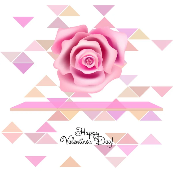 Dia Dos Namorados Rosa Flor Cartão Saudação Fundo Vetorial — Vetor de Stock