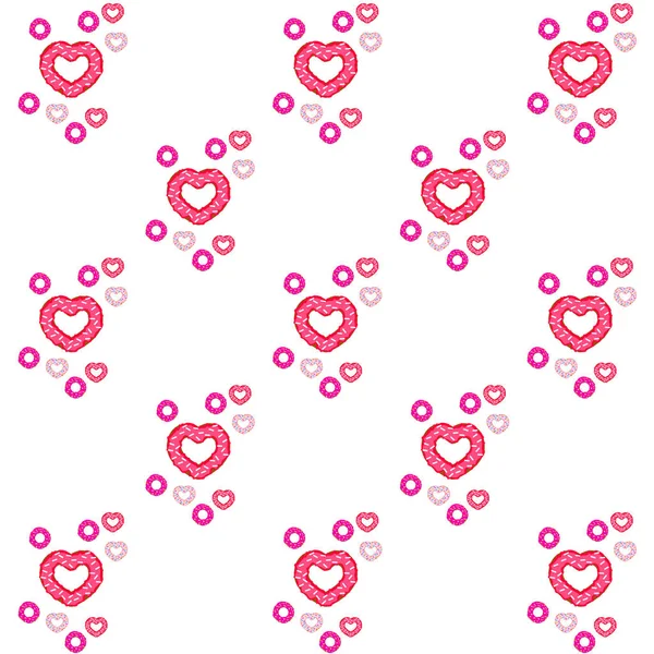 Día San Valentín Donut Corazón Tarjeta Felicitación Vector Fondo — Vector de stock