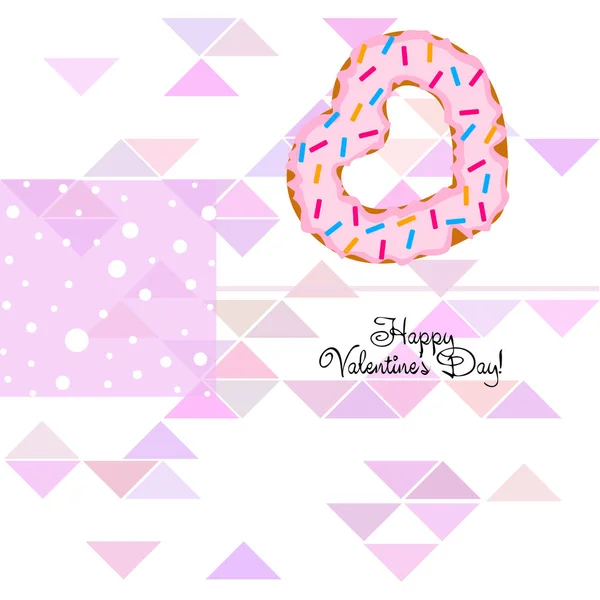 Valentine Day Heart Donut Greeting Card Vector Background — Stock Vector