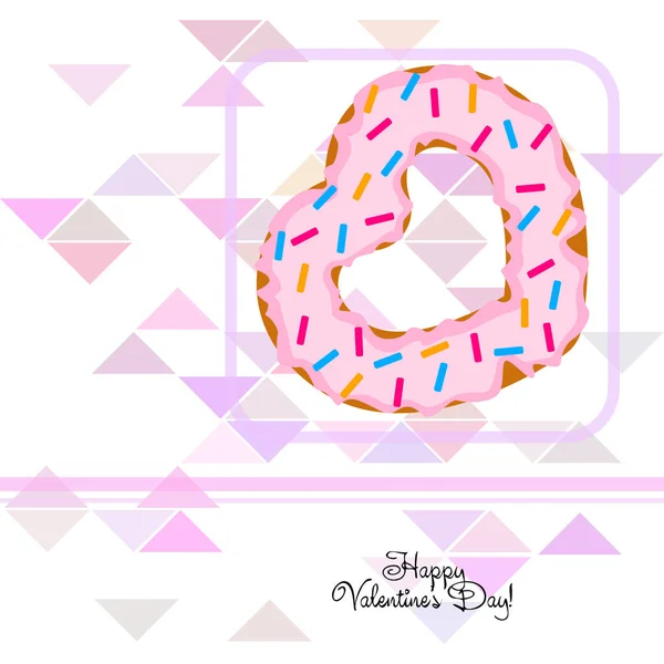 Valentine Day Heart Donut Greeting Card Vector Background — Stock Vector