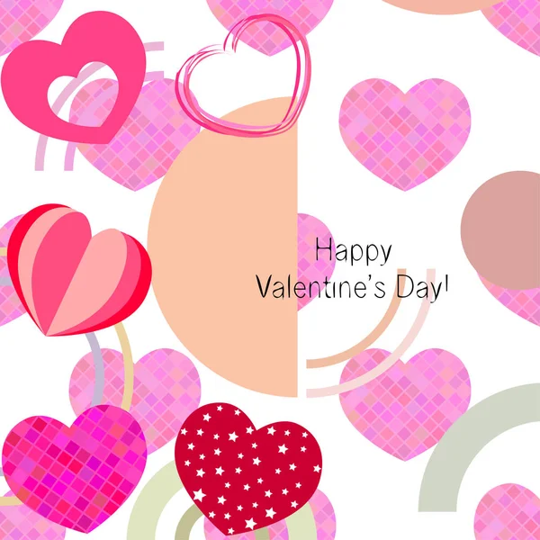 Día San Valentín Corazón Tarjeta Felicitación Vector Fondo — Vector de stock