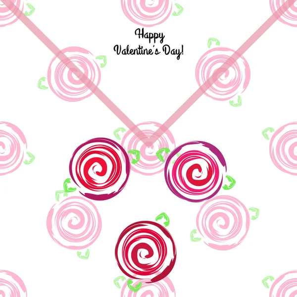 Valentine Day Rose Flower Greeting Card Vector Background — Stock Vector