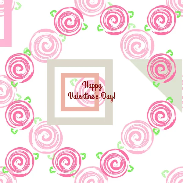 San Valentín Rosa Flor Tarjeta Felicitación Vector Fondo — Archivo Imágenes Vectoriales