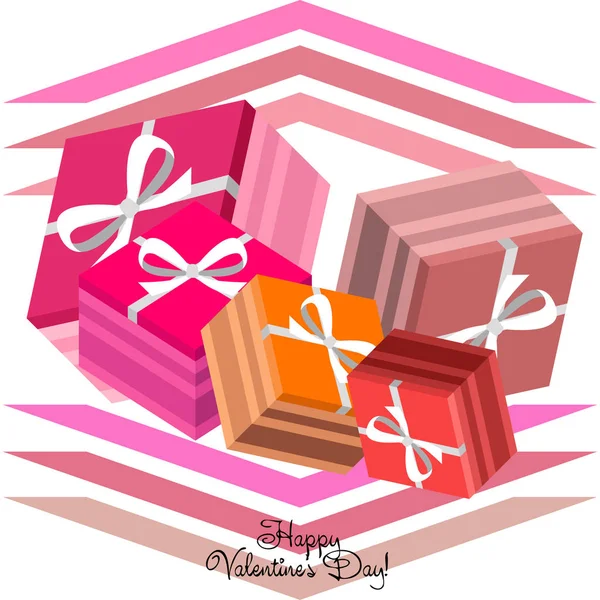 Valentine Day Geschenk Wenskaart Vector Achtergrond — Stockvector