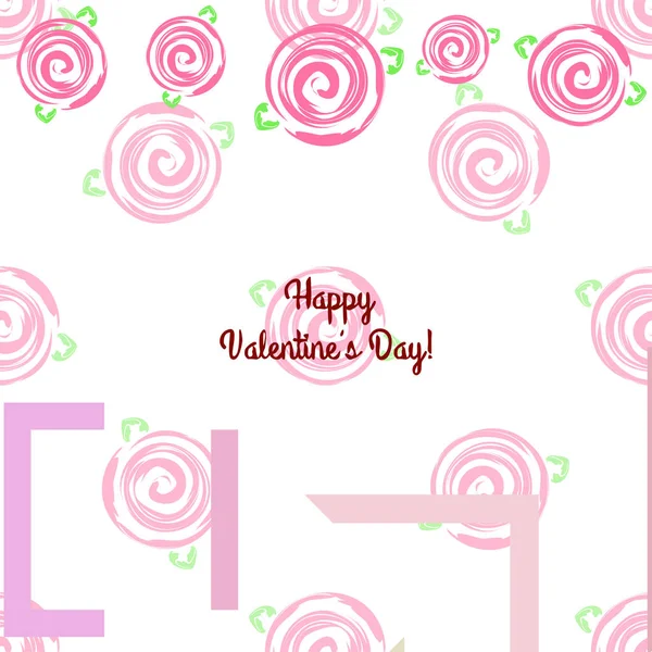 San Valentín Rosa Flor Tarjeta Felicitación Vector Fondo — Archivo Imágenes Vectoriales