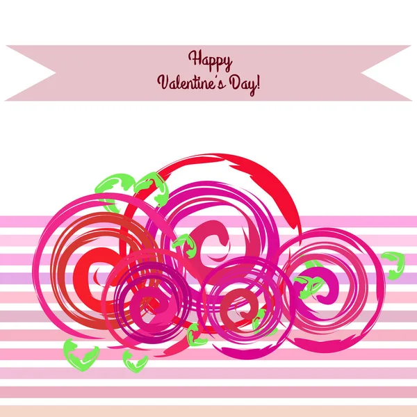 Valentine Day Rose Flower Greeting Card Vector Background — Stock Vector