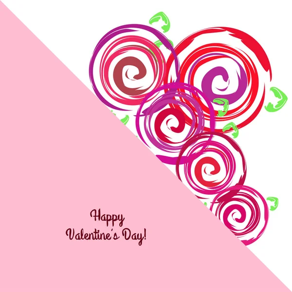 San Valentín Rosa Flor Tarjeta Felicitación Vector Fondo — Vector de stock