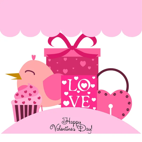 Conjunto Elementos Celebración Para Día San Valentín Ilustración Vectorial Plana — Vector de stock