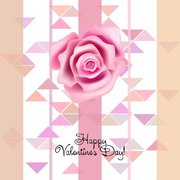 Valentine Day Rose Flower Greeting Card Vector Background — Stock Vector