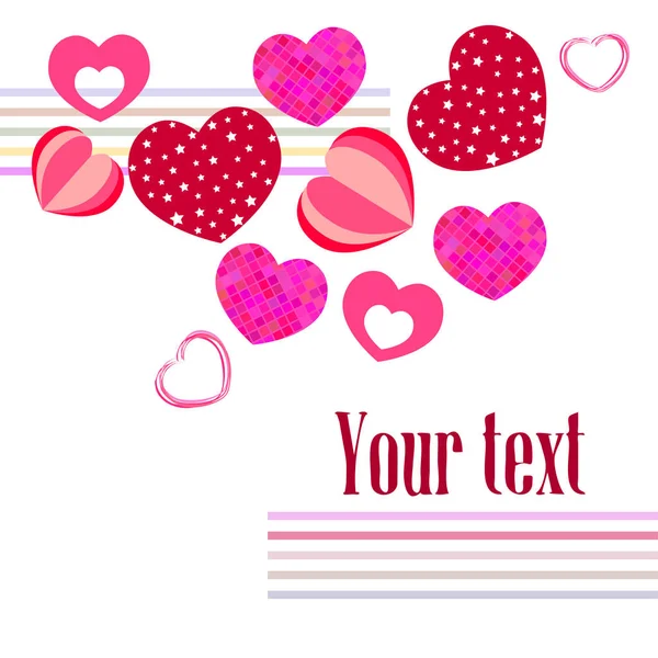 Valentine Day Heart Greeting Card Vector Background — Stock Vector