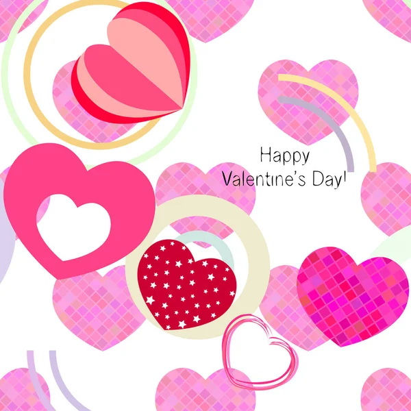 Valentine Day Heart Greeting Card Vector Background — Stock Vector