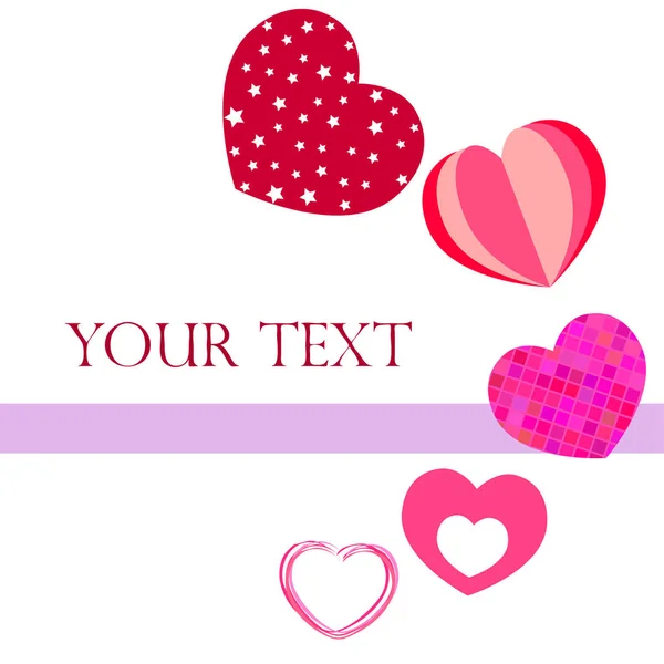 Valentine Day Heart Greeting Card Vector Background — Stock Vector