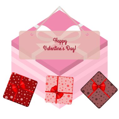 Sevgililer günü, hediye, tebrik kartı, vektör arka plan