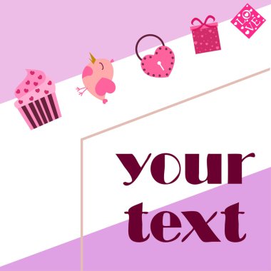 St. Valentine's Day için kutlama öğeleri kümesi. Beyaz arka plan üzerinde izole düz vektör çizim